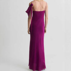 Purple Strap Rose Maxi Dress