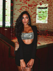 Black Sequin Tube Cut Out Long Sleeve Mini Dress