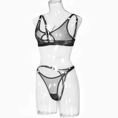 Black Mesh Hook Lingerie Set - Free From Label