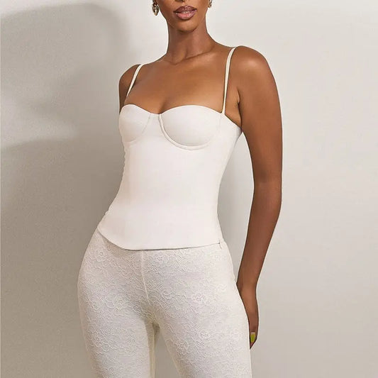 Spaghetti Strap Back Lace Up Corset Top