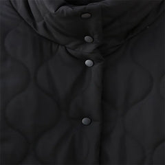 Black Quilted Jacket with Ruffle Bow Pockets