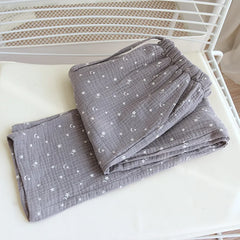 Cotton Star Print Drawstring Wide Leg Pants