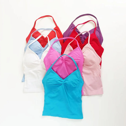 Halter Seamless Tank With Removable Pads