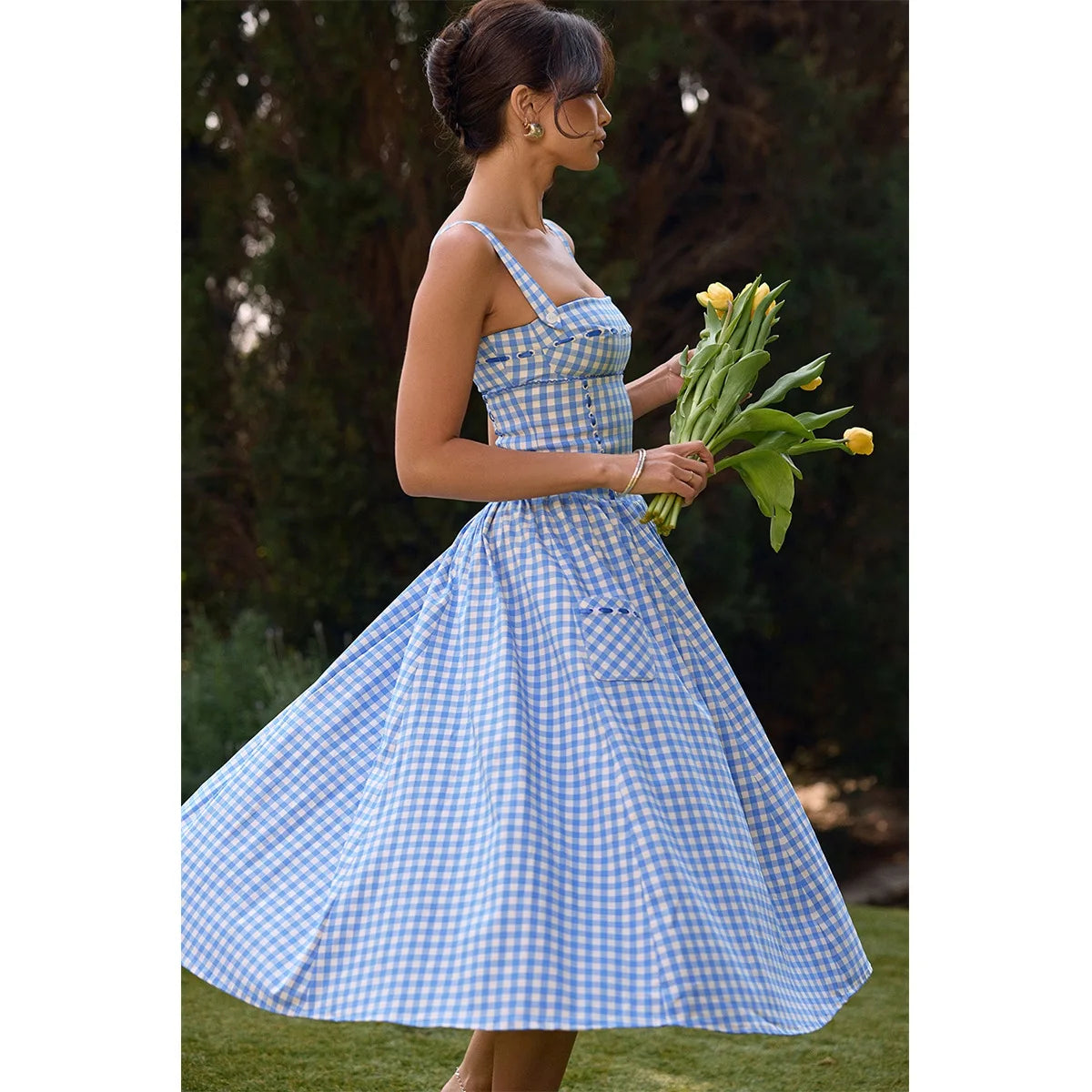 Organic Zoo Pottery Blue Gingham Bella Dress – enjoykidsus