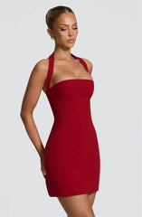 Halter Strap Solid Bodycon Mini Dress