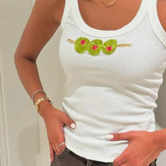 Sequin Beaded Embroidered Tank Top