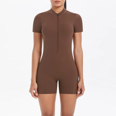 Brown bodysuit worn by a model 