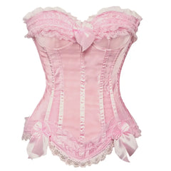Satin Bow Lace Strapless Corset Top