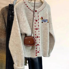 Animal Embroidery Knitted Cardigan