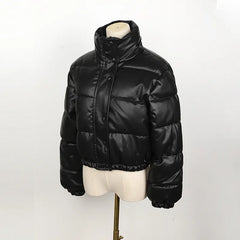 Faux Leather Puffer Short Jacket - Free From Label