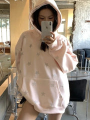 Pink Star Print Hoodie