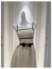 White Sequin Bead Embroidery Strapless Dress