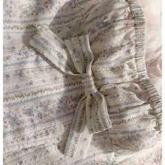 Stripe Floral Printed  Bow Tulle Mini Ball Dress