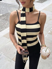 Stripe Cami Top With Matching Scarf