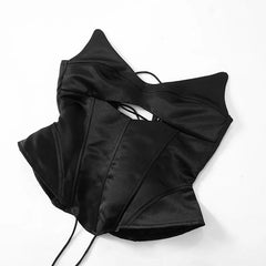 Black Satin Cut-Out Pointed Corset Top