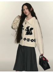 Squirrel Graphic Zipper Cardigan - Free From Label