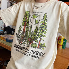 Parks Project Plants Print Cotton Graphic T-Shirts