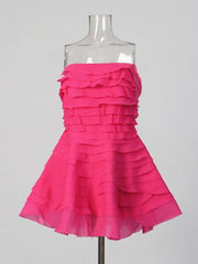 Strapless Ruffles Tiered Mini Dress
