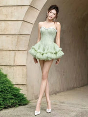 Strapless Flower Design A-line Mini Dress