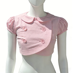 Peter Pan Collar Button Crop Top
