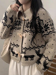 Knitted Collar Open Christmas Fluffy Cardigan