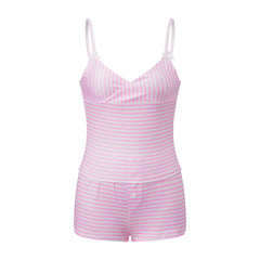 Pink Stripe Cami Top and Low Waist Short Pajama Set