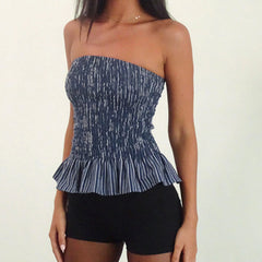Smock Ruffled Hem Bandeau Top