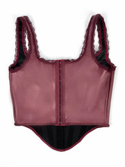 Maroon corset with lace detailing