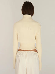 Long Sleeve Knit Crop Zip Cardigan