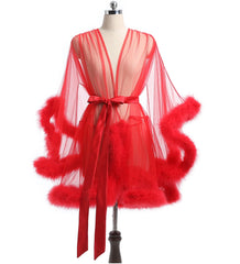 Short Feather Robe Dressing Gown