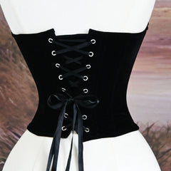 Velvet Mesh Lace Up Bodice Strapless Corset