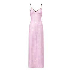 Polka Dot  Spaghetti Strap Top And Maxi Skirt Set