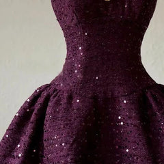 Purple Halter Diamond Sequin Mini Dress