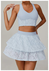 Lace Tiered Tennis Sports Mini Skirt
