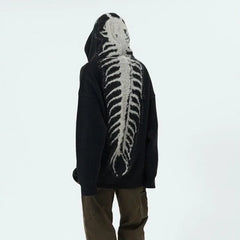 Skeleton Print Fuzzy Graphic Hoddie