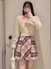 High Waist Plaid Mini Skirt Free From Label