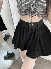 Black Pleated Buttoned Mini Skirt Free From Label