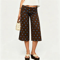Polka Dot Fold Over Cropped Palazzo Pants