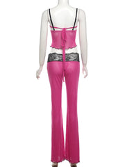 Lace Patchwork Cami Top And Pants Set