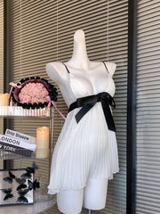 V-neck Bow Cami Pleated Nightdress