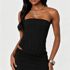 Strapless Mesh Boning Corset Top