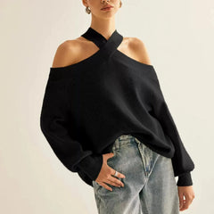 Cross Strap Off Shoulder Sweater