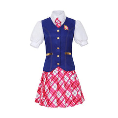 “Barbie school uniform outfit with mesh wings and plaid pattern”
