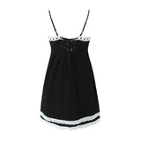 Black Lace Trim Cami Bustier Mini Dress