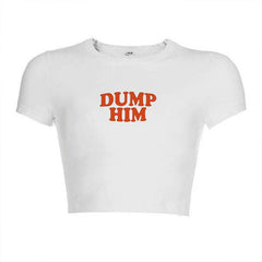 Dump Him White Crop Top - Free From Label