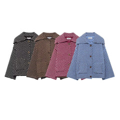Kniited Pattern Button Up Plaid Cardigan