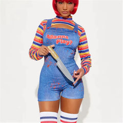 “Sexy scary doll romper outfit for Halloween cosplay women”