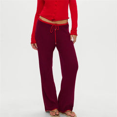 Knitted Wide Legs High Waist Straight-leg Trousers