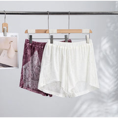 Velvet Lace Trim Shorts