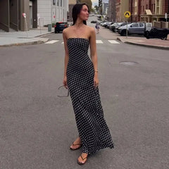 Polka Dot Strapless Maxi Dress